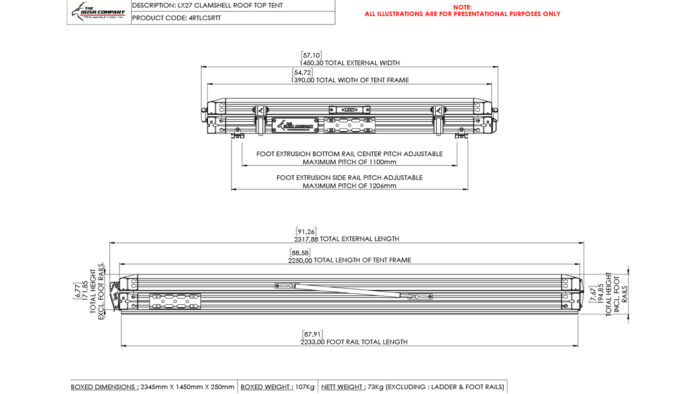 LX27-Clamshell-Rooftop-Tent-frame-dimensions-1