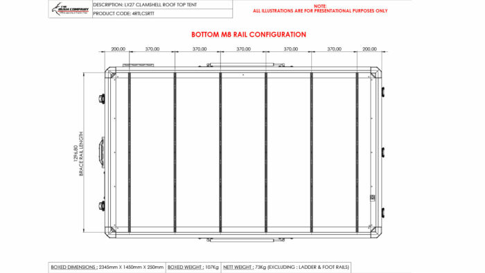 LX27-Clamshell-Rooftop-Tent-frame-underside-dimensions-2